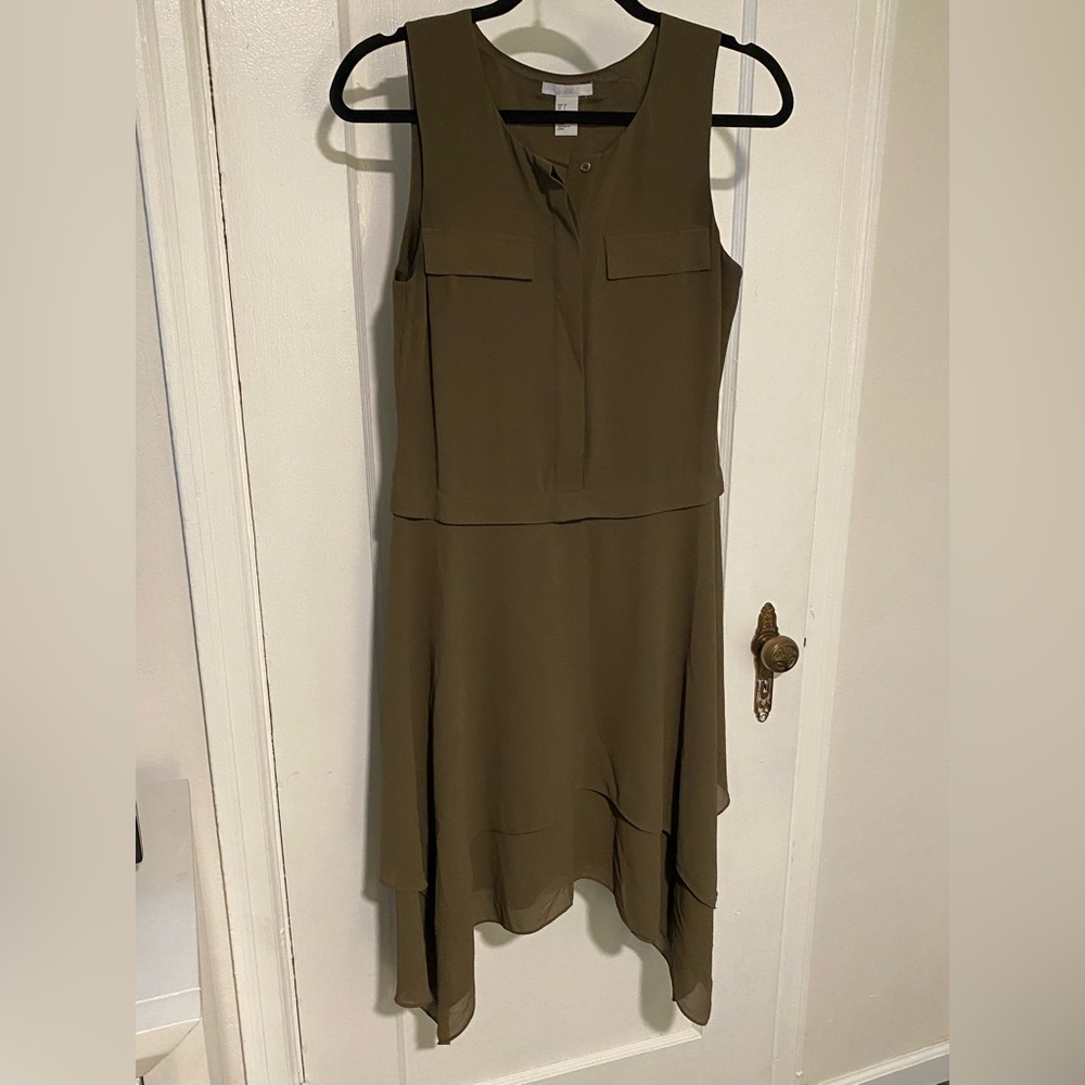 H&M olive green sheer layered dress
